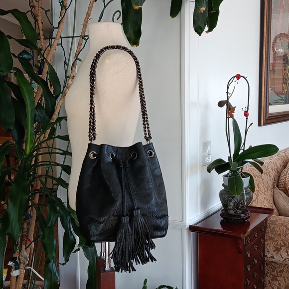 Rebecca minkoff black leather lexi bucket bag purse - Picture 4 of 12